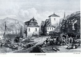 St. Goar Um 1835, gravure par J.W. Archer après Leitch