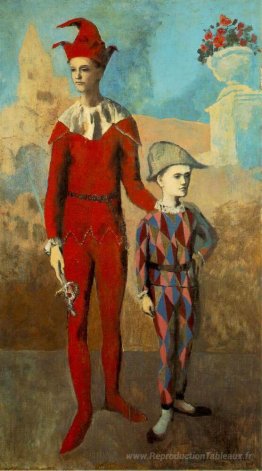 Acrobate et jeune harlequin