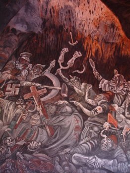 Les clowns de la guerre se disputant en enfer