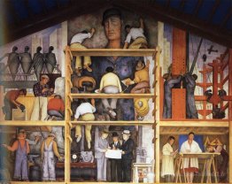 La fabrication d'une fresque, montrant la construction d'une vil
