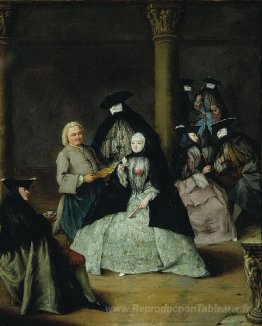 Parti masquée dans une cour