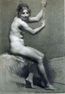 Dessin de nue femelle au charbon de bois et à la craie
