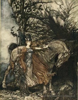 Brünnhilde avec son cheval, à l'embouchure de la grotte