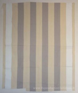 Péinture acrylique blanche sur tissu rayé blanc et gris clair