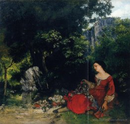 Femme avec guirlande