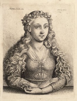 Femme avec une couronne de feuilles de chêne