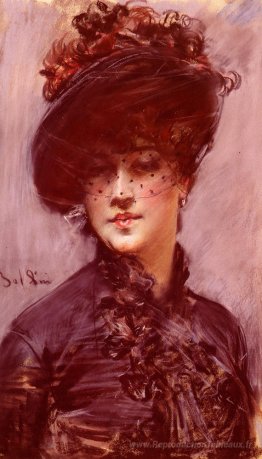 Dame avec un chapeau noir