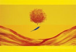 Sans titre (oiseau, arbre et montagne)