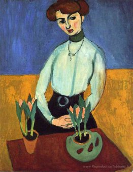 Fille avec tulipes