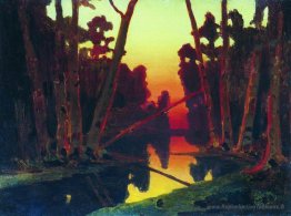 Coucher de soleil dans la forêt