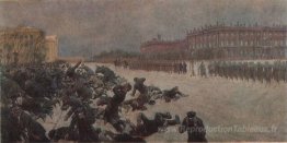 Bloody Sunday. Travailleurs de tir près du Palais d'hiver le 9 j