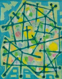 Lignes bleu-vert sur fond aqua