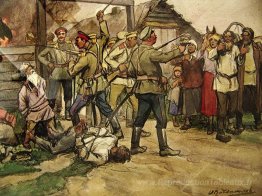 Le tir des paysans par des cosaques blancs