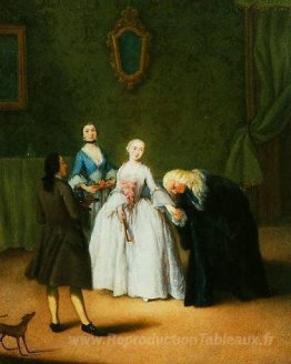 Un noble embrassant la main de la dame
