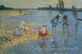 Walberswick. Enfants pagayant