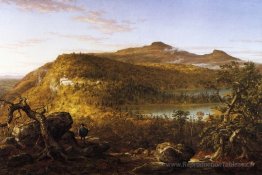 Une vue sur les deux lacs et la montagne, les montagnes Catskill