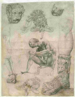 Feuille avec une étude après le spinario et d'autres sculptures