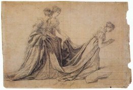 L'impératrice Josephine à genoux avec Mme de la Rochefoucauld et