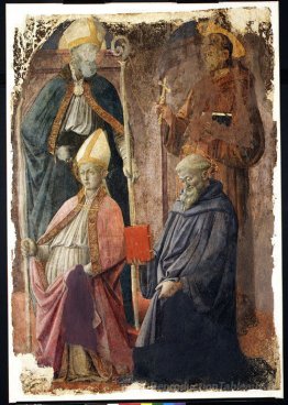 Saints Augustin et Francis, un évêque Saint, et Saint Benoît