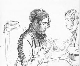Tricot. Deux femmes à la table