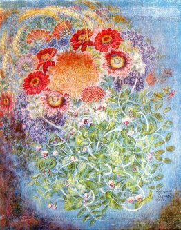 Blé, fleurs, raisins