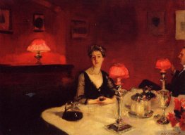 Une table de dîner le soir