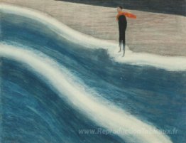 Jeune homme avec écharpe rouge