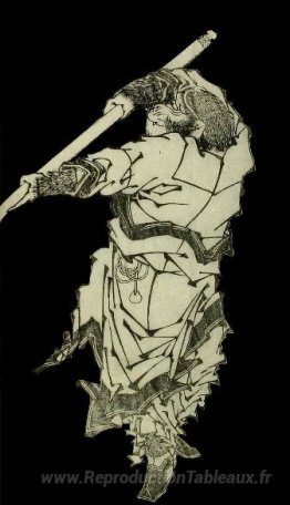 Une représentation de Sun Wukong brandissant son personnel