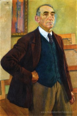 Autoportrait dans un gilet vert