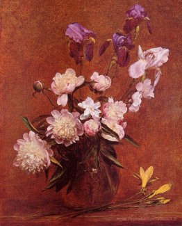 Bouquet de pivoines et d'iris