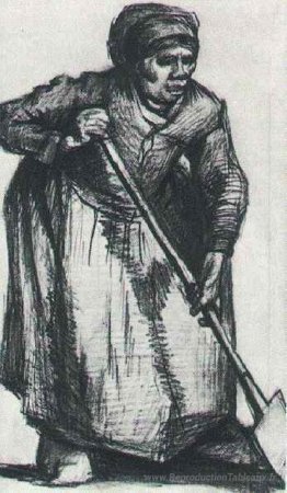 Femme paysanne à bêche