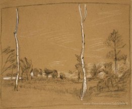 Paysage avec bouleau