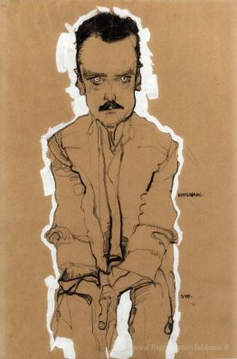 Portrait d'Eduard Kosmack, frontal, avec des mains jointes