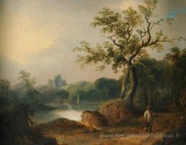 Paysage avec des chiffres sur un chemin