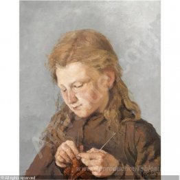 Jeune fille tricoter