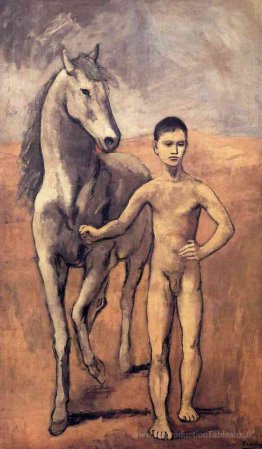 Garçon qui mène un cheval