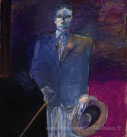 Homme avec un chapeau, une canne et un gant