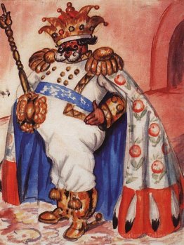 King portant une couronne et un violet