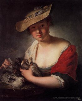 Fille avec des pigeons