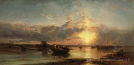 Paysage marin, coucher de soleil