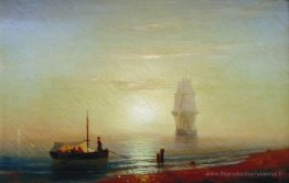 Le coucher du soleil sur la mer