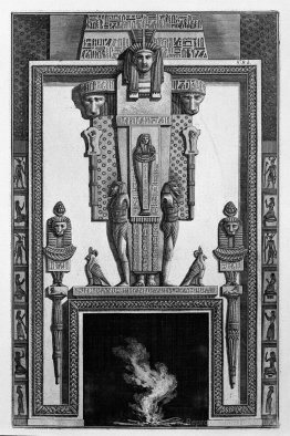 Le foyer garni par une grande caryatide de style égyptien, à par