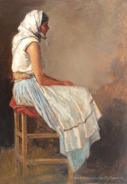 Femme paysanne avec foulard blanc