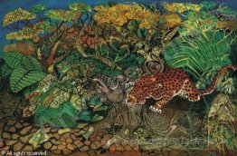 Léopard avec tapir