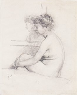Assis nu sur un canapé