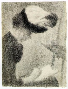 Femme assise par un chevalet