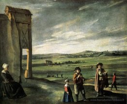 Paysage avec une vieille femme