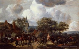 Festival du village avec le navire de Saint Rijn Uijt