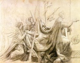 King à genoux avec deux anges