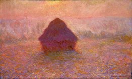 Backs de foin, soleil dans la brume
